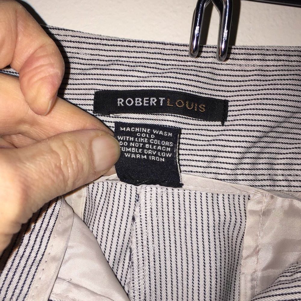 Robert Louis Dress slacks sz 14 beige w black pinstripes - Picture 7 of 7